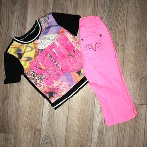 🦄2PC Girls Sz 5 Justice Top & Cherokee Capris